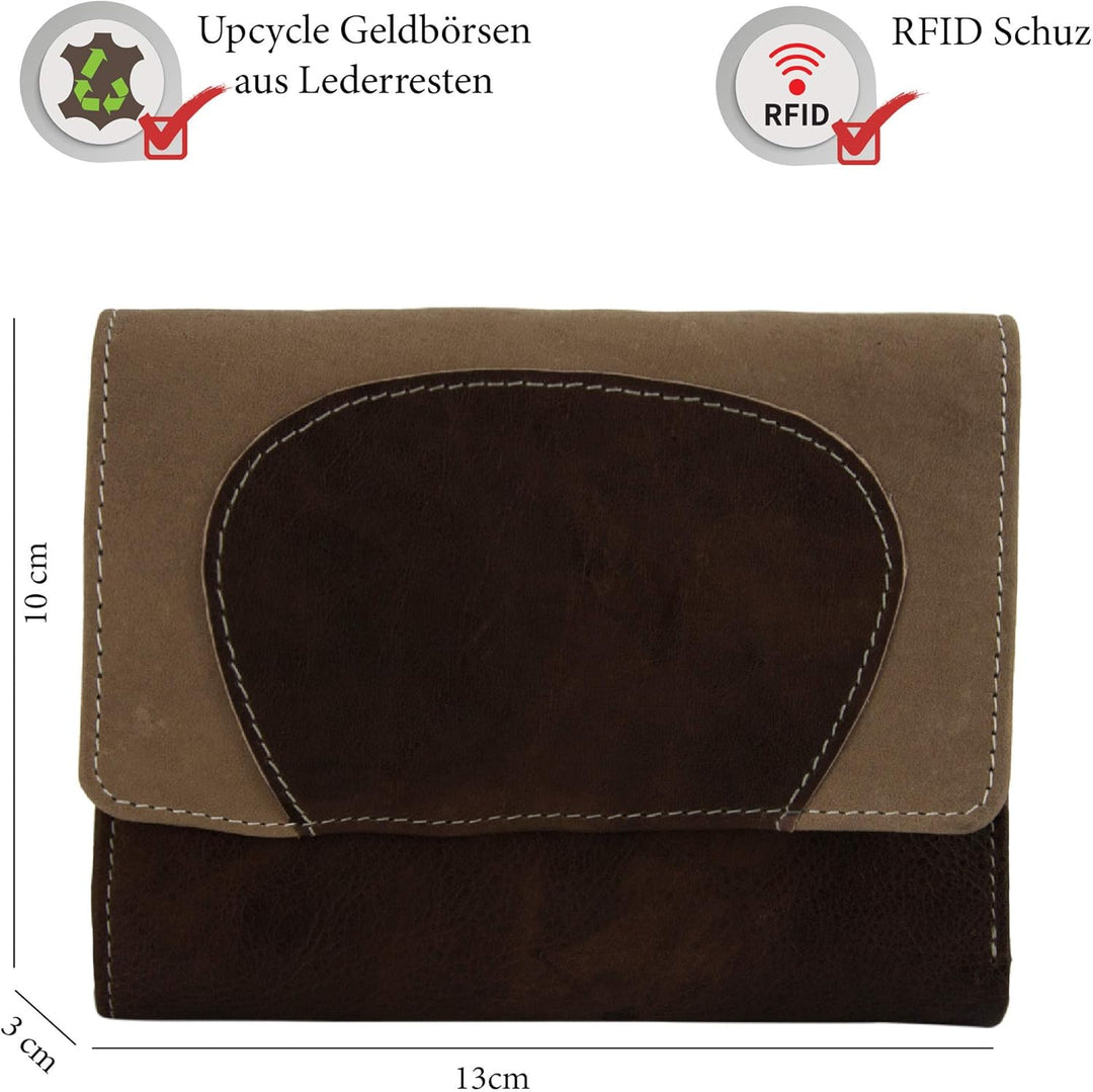 Sunsa Geldbörse. Damen Geldbeutel. Leder Portemonnaie mit RFID Schutz. Mittlere gross Brieftasche mi