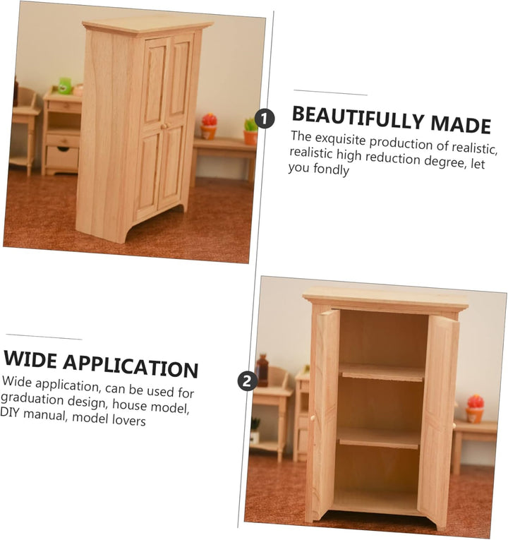 Yardwe Puppenhaus Kleiderschrank Holz, 11.3 x 5.6 x 16.6 cm, Synthetischem Material, Miniatur MöBel