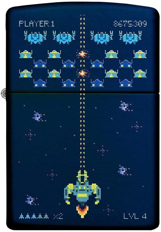 Zippo 49114 Unisex-Erwachsene Pixel Game Design Navy PocketClassicLighter,MarineblauMatt,Einheitsgrö