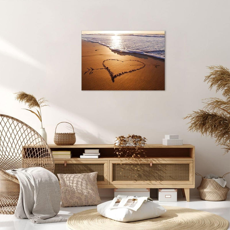 ARTTOR Bilder auf Leinwand Sommer Meer Sand Strand Leinwandbild 70x50cm Wandbilder Dekoration Wohnzi