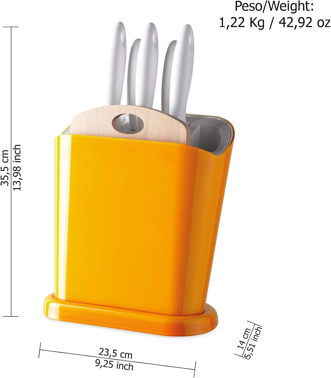 Omada Design Messerblock aus Polypropylen, Made in Italy, multifunktionaler Messerhalter mit Satz 5