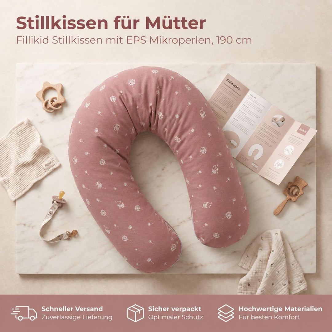 Fillikid Stillkissen EPS-Perlen 190 cm Exklusiv | XXL Stillkissen mit EPS Mikroperlen Länge 190 cm |
