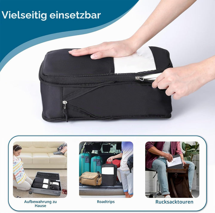 Cozary Koffer Organizer Packing Cubes Compression 4 Stück - Packwürfel mit hohem Fassungsvermögen, T