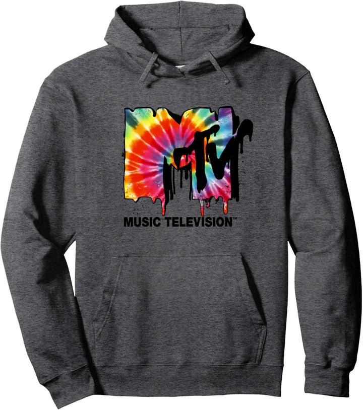 MTV Logo Tie Dye Drip Pullover Hoodie