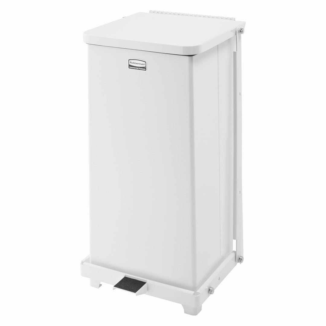 Rubbermaid Commercial Products 12gal The Defenders Steel Step Trash Can with Plastic Liner - White 4