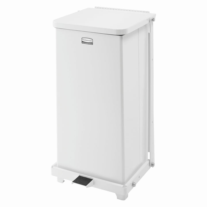 Rubbermaid Commercial Products 12gal The Defenders Steel Step Trash Can with Plastic Liner - White 4