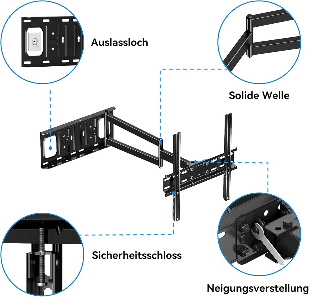 FORGING MOUNT TV Wandhalterung mit Langem Gelenkarm 650mm für 26-65 Zoll Flach & Curved Fernseher, S