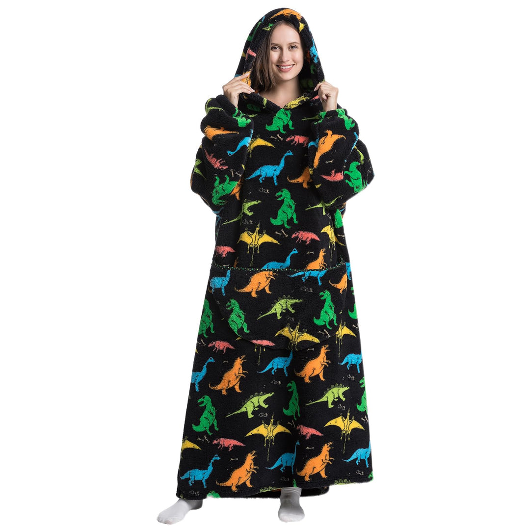 Ultra Weiche Hoodie Decke mit Ärmeln Warme Flanell Decke zum Anziehen für Zuhause Sofa und Bett, Kus