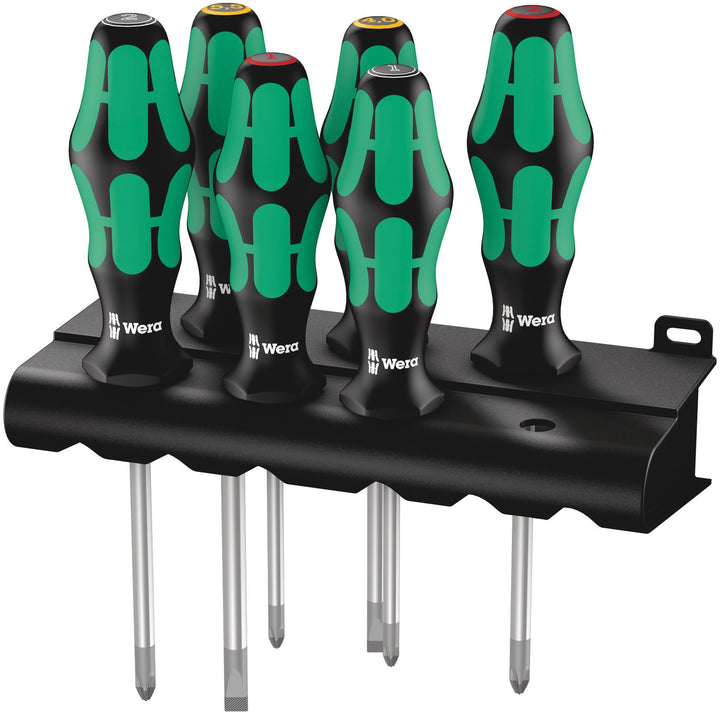 Wera 335/350/355/6 Schraubendrehersatz Kraftform Plus Lasertip + Rack, 6-teilig, 05105622001 1 Set