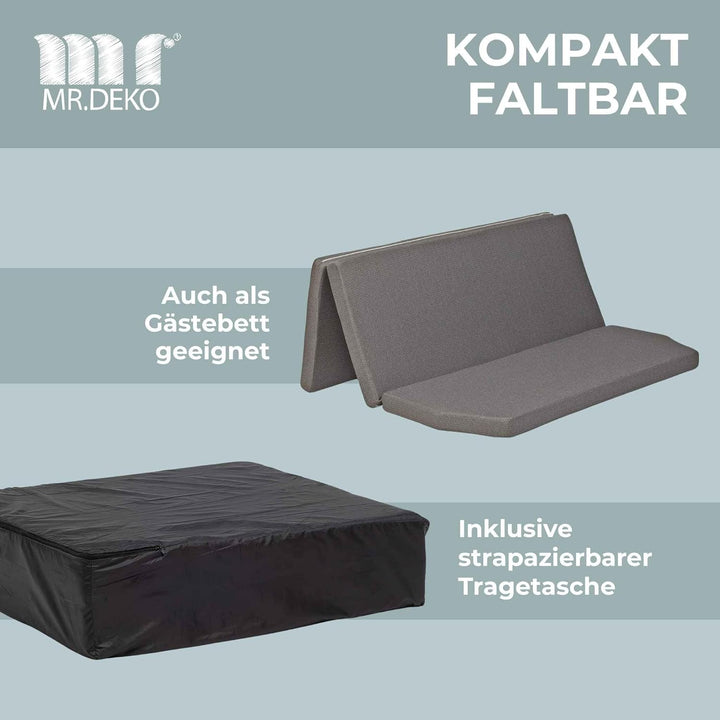 Mr. Deko Klappmatratze für VW Multivan T5 & T6-148 x 185 x 8 cm - Camping Matratze mit waschbarem Be