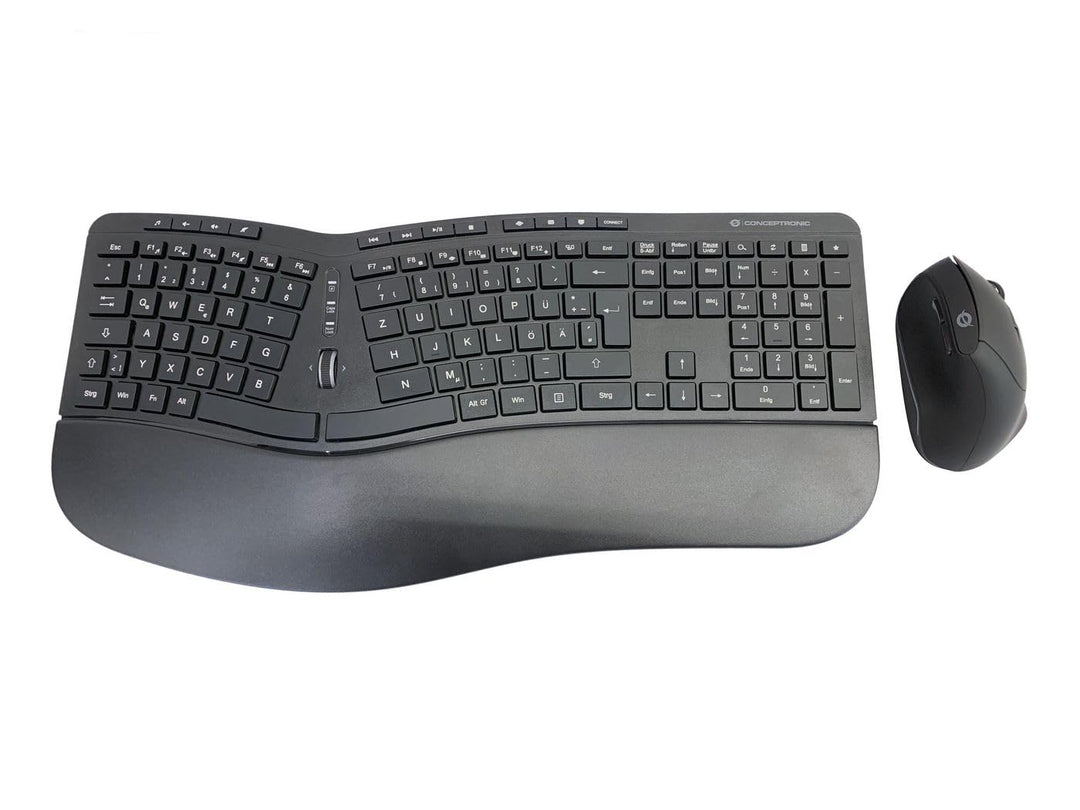Conceptronic ORAZIO02DE Ergo Kabelloses Set aus ergonomischer Tastatur und vertikaler Maus, deutsche