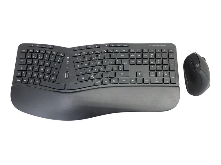 Conceptronic ORAZIO02DE Ergo Kabelloses Set aus ergonomischer Tastatur und vertikaler Maus, deutsche