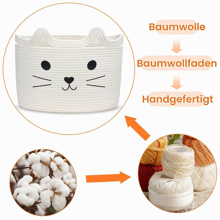 Aufbewahrungskorb Kinder aus Baumwolle für Spielzeug und Wäsche， Wäschekorb und Spielzeugkorb in ein