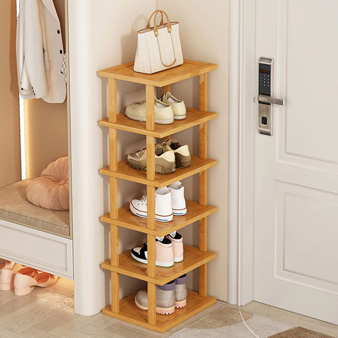 Platzsparendes Schuhregal mit 5/7/8 Ebenen - Abnehmbarer Holz-Schuhturm, Vertikal für Eingang, Flur