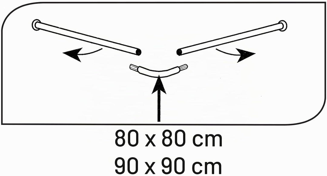 RIDDER 52500 Duschvorhangschiene, Duschvorhangstange, ca. 90 x 90 x 90 cm, Aluminium, verchromt 90x9
