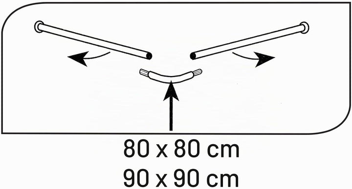 RIDDER 52500 Duschvorhangschiene, Duschvorhangstange, ca. 90 x 90 x 90 cm, Aluminium, verchromt 90x9