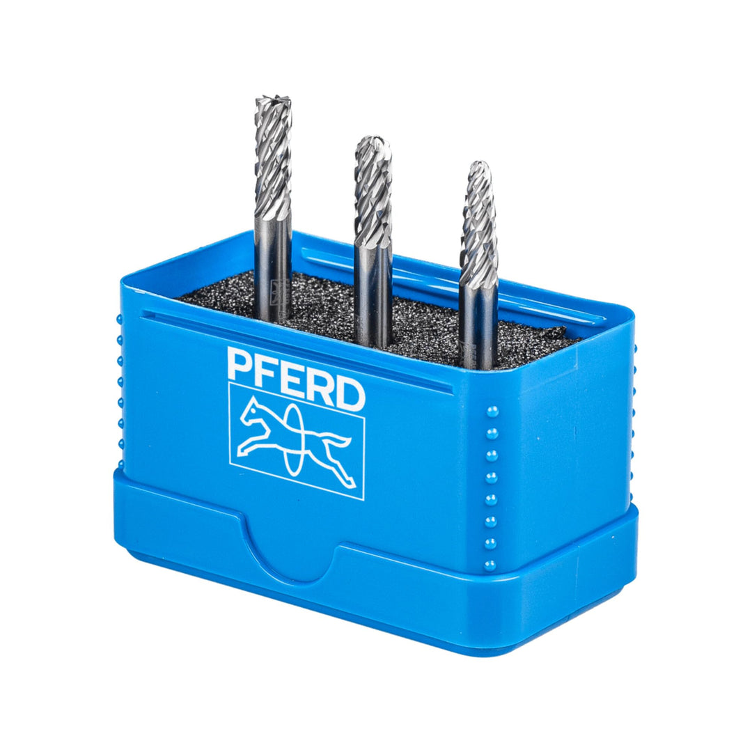 PFERD HM-Frässtift-Set, 3-teilig, Zahnung ALLROUND, Schaft-ø 6 mm, Frässtift-ø 6mm, 21901406 – für d