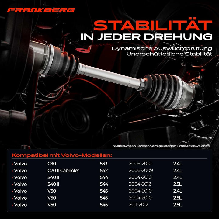 Frankberg 1x Antriebswelle Vorne Links Kompatibel mit C30 533 2.4L 2.5L 2006-2012 C70 II Cabriolet 2