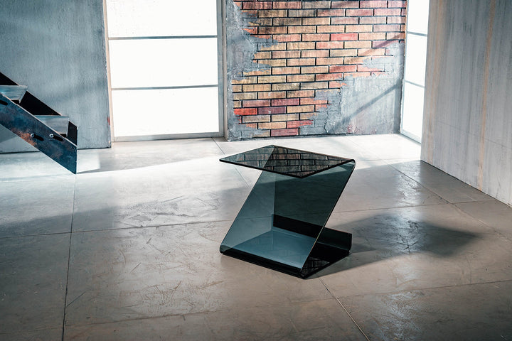 IMAGO FACTORY Roy | Couchtisch Servetto – Lampentisch aus Rauchglas, gewölbt, für Wohnzimmer, Coucht