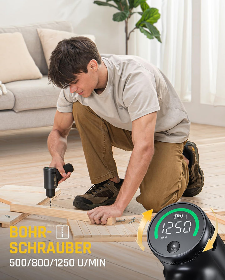Fanttik K2 Ultra Akku-Bohrschrauber mit 2500-mAh-Akku, Akkuschrauber Max. 30 Nm, Max. 1250 U/min, Ta