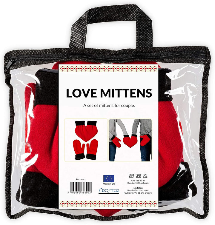 Froster Handschuhe für Verliebte - Rot Herz, Geschenk für Paare, Partnerhandschuhe, Doppelhandschuh,