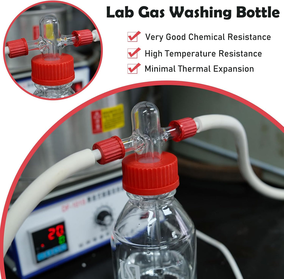 ALWSCI Gaswaschflasche Gas Washing Bottle, 250mL Graduierte Laborpufferflasche, Borosilikatglas-Labo