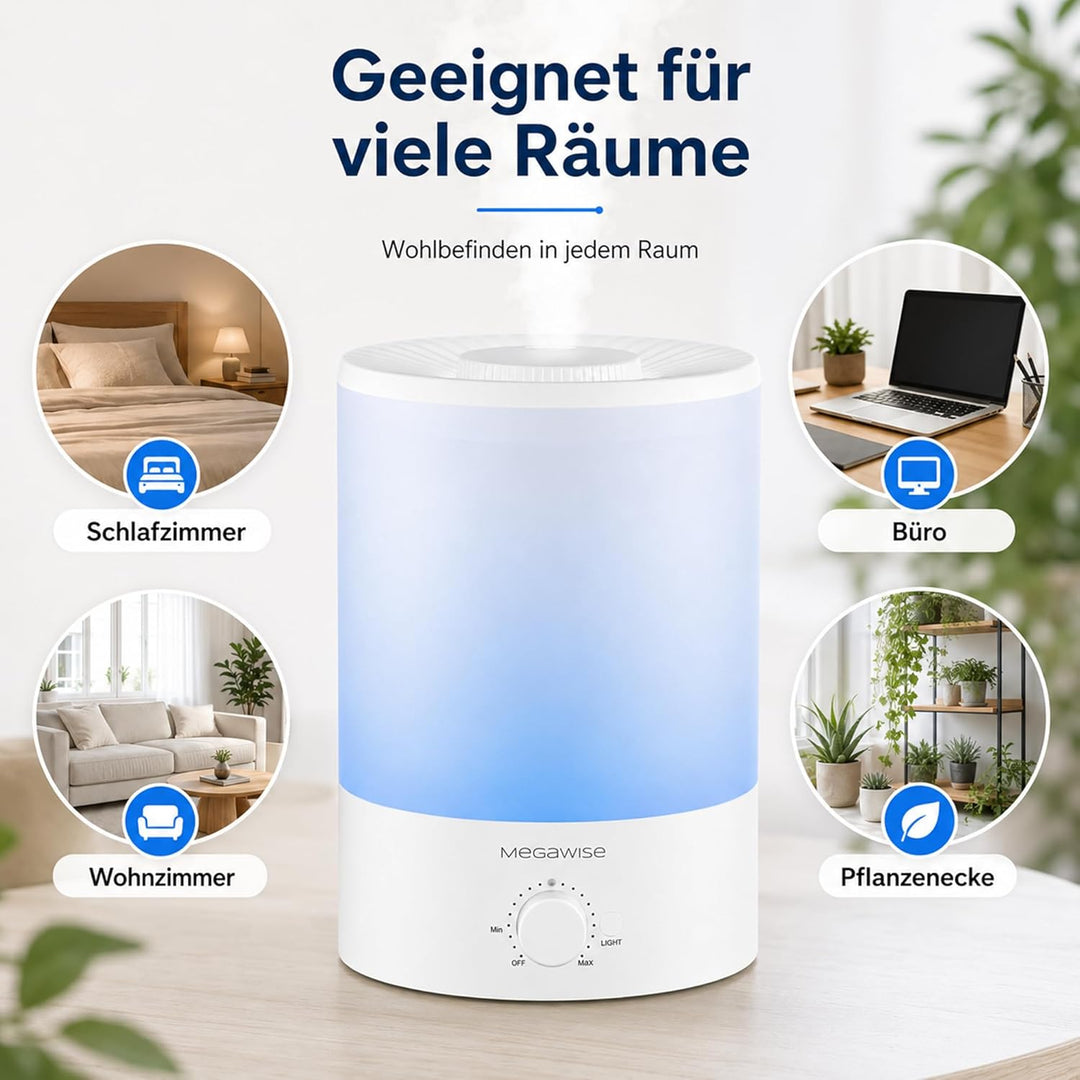 H1-XIT (Weiss) MEGAWISE 3.5L Kühlnebel Luftbefeuchter mit Top Refill, grosse Kapazität, einfach sich
