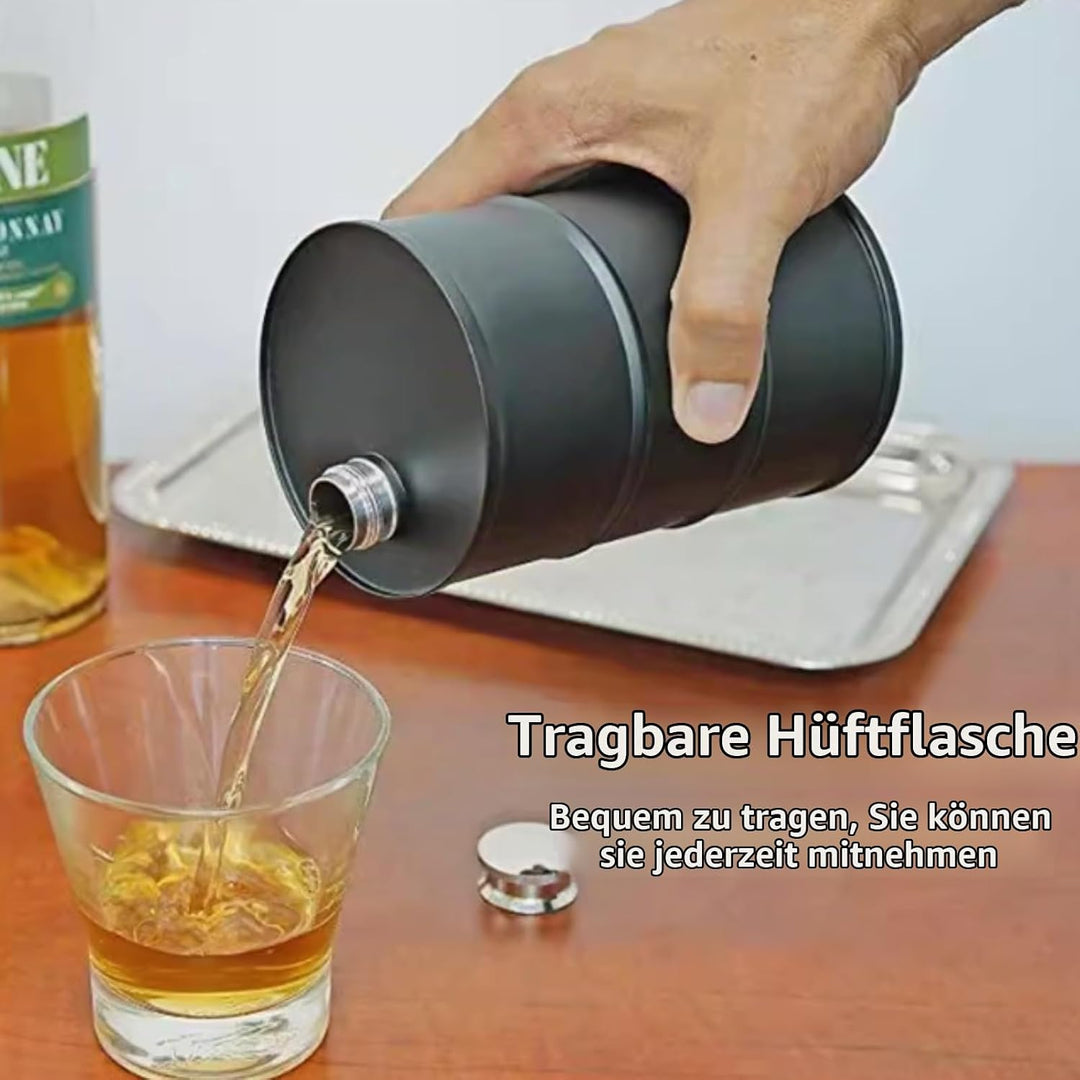 Cyrank Flachmann Edelstahl, Klein Flachmann Benzin-Kanister Optik, Taschen-Flasche Trink-Flasche Für