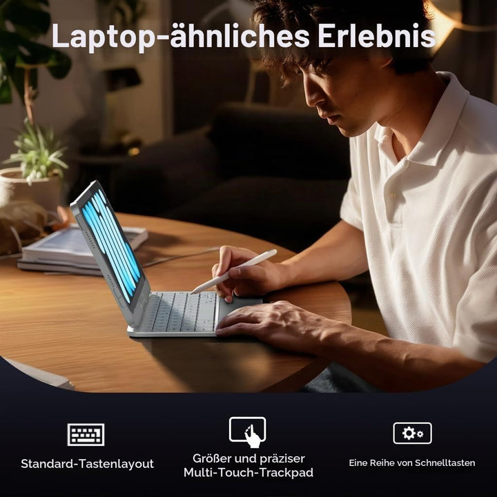 doqo iPad mini 7 A17 Pro &amp; Mini 6 Tastatur Hülle mit Trackpad,360° drehbar | Laptop-ähnliches Tippge