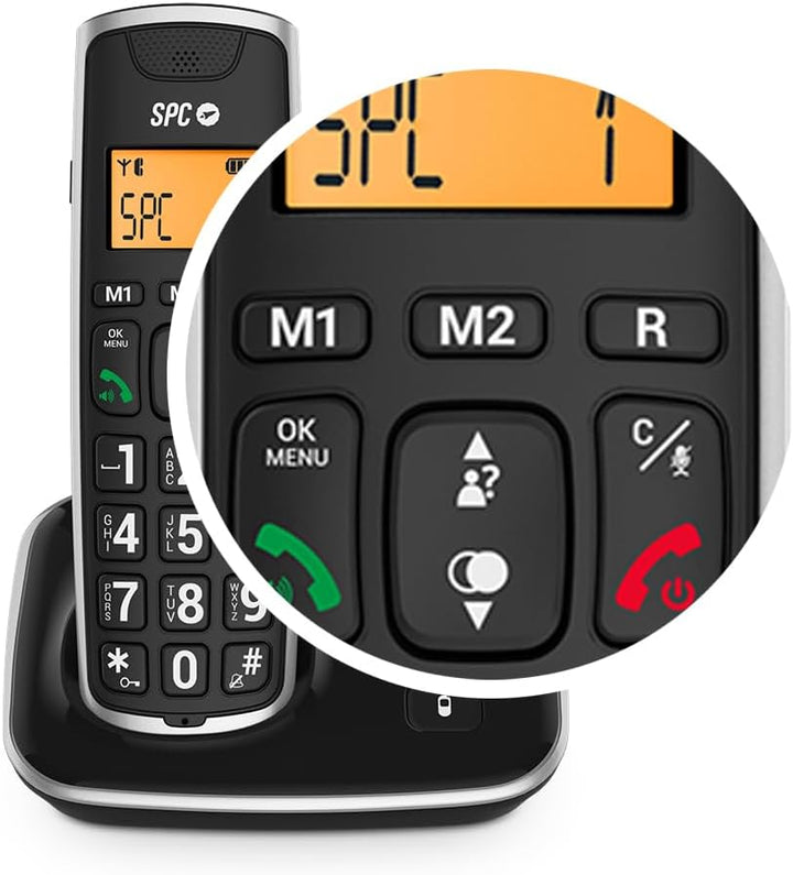 SPC Comfort Kaiser – Schnurloses Festnetztelefon für Senioren mit Tasten und Ziffern in XL–Grösse, v