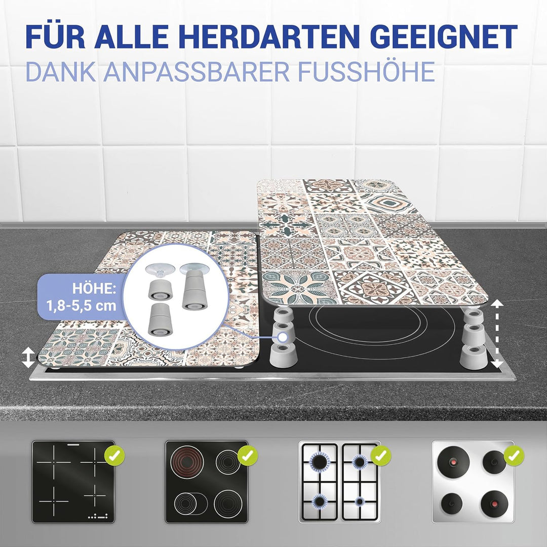 WENKO Herdabdeckplatte Universal Kachel, 2er Set Herdabdeckung für alle Herdarten, Gehärtetes Glas,