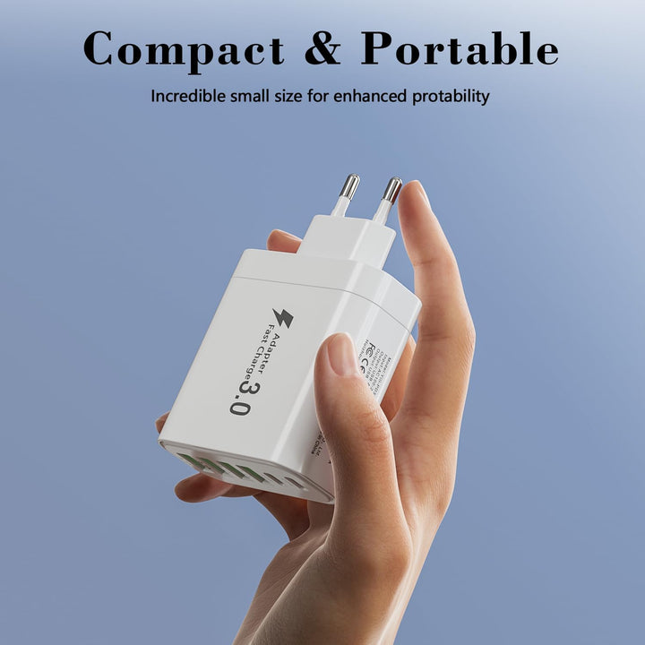 USB C Ladegerät, Multi Port Ladestecker, 52W 6-Port Ladeblock, Dual PD Schnellladegerät, USB C Wandl