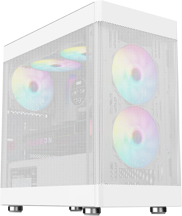 Itek Case PROMESH 35W – Gaming Office Mini Tower mATX, Typ-C, 2xUSB3, 3 Seiten MESH, White Edition