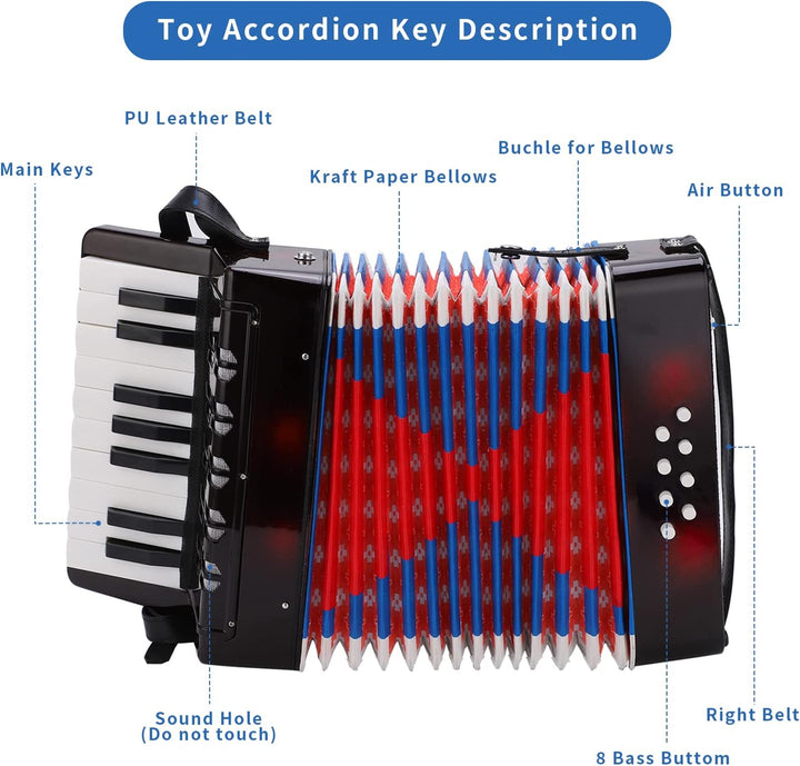 Kinder-Akkordeon, 17 Tasten, 8 Basskn?pfe, Mini-Akkordeon-Instrument, Spielzeug-Akkordeon-Musikinstr