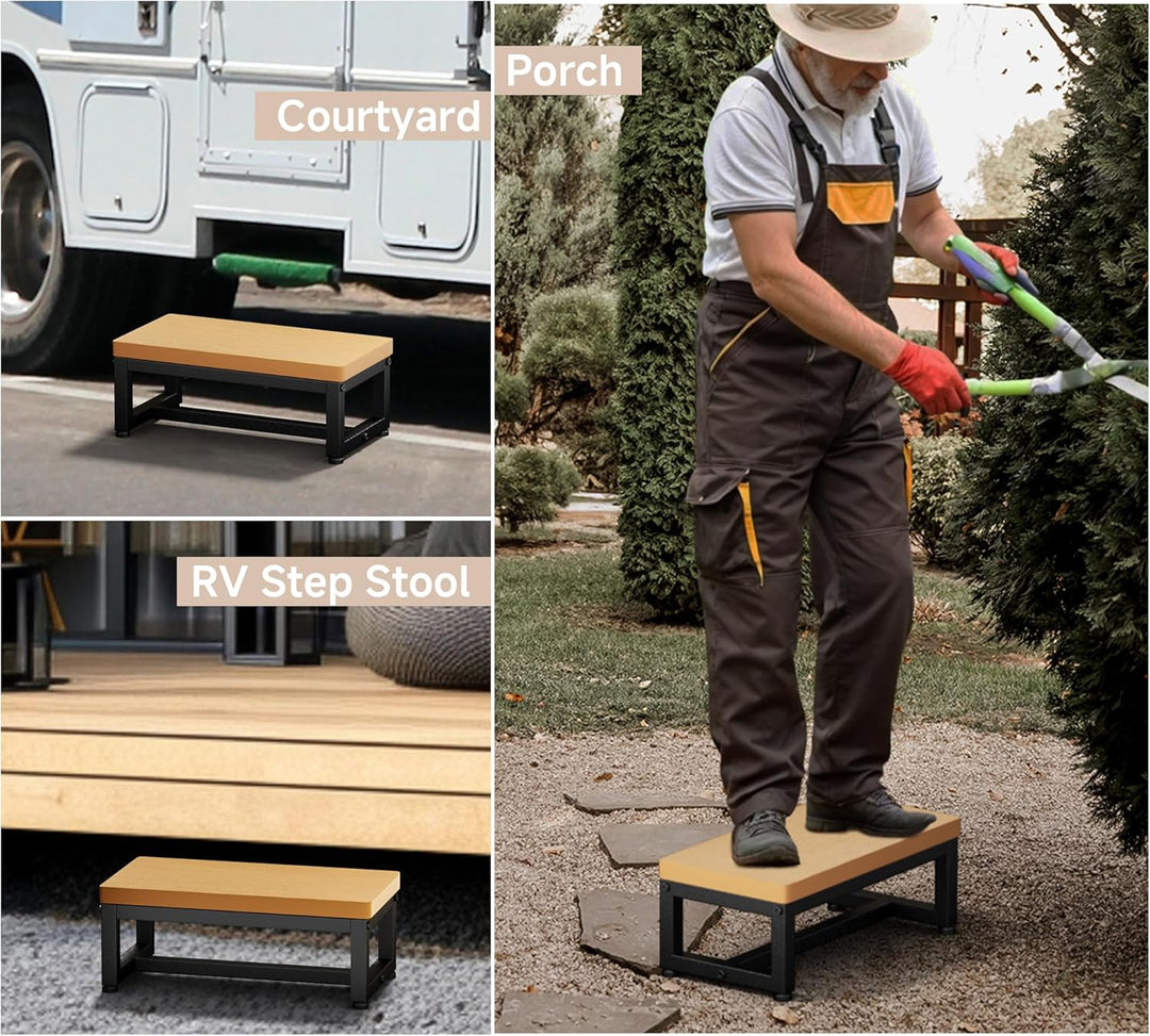 Tritthocker aus Holz für Erwachsene & Kinder, Klohocker 500lbs Tragkraft, Anti-Rutsch Oberfläche & V