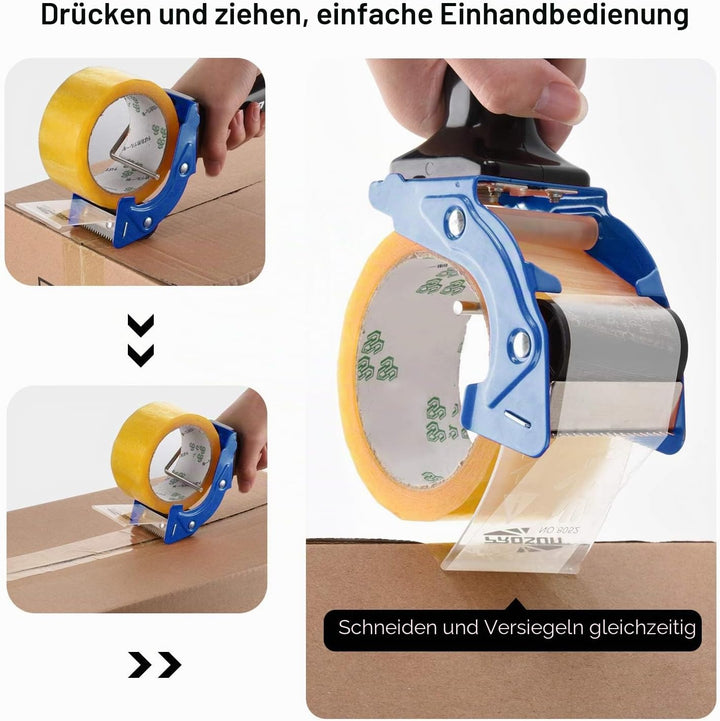 PROSUN Packetband Handabroller mit Bremse Metallgehäuse Schnell Reload Klebebandabroller, Paketklebe