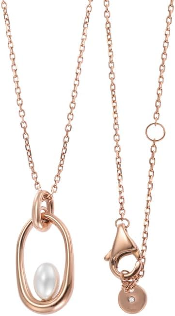 Skagen Damen-Halskette, Agnethe Perlen-Anhänger-Halskette Gold und Weiss, Gold und Weiss