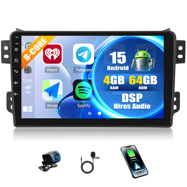 CAMECHO 4+64G 8-Kern Android 15 Navi Autoradio für Suzuki Splash Ritz Opel Agila 2004-2014, 9 Zoll Q