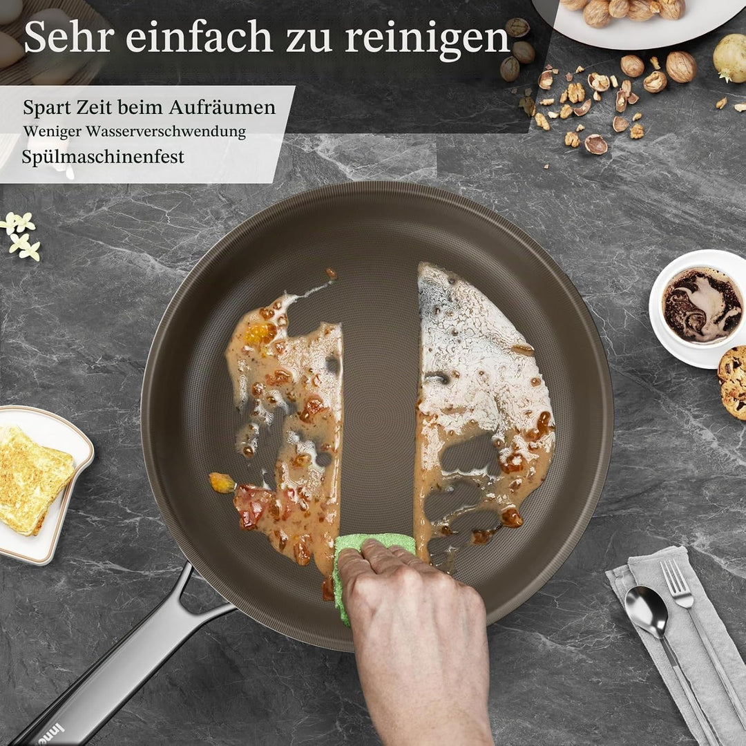 Innerwell Titan Keramik Bratpfanne 24 cm, Induktion Pfanne mit Deckel, Edelstahl Pfanne mit Antihaft