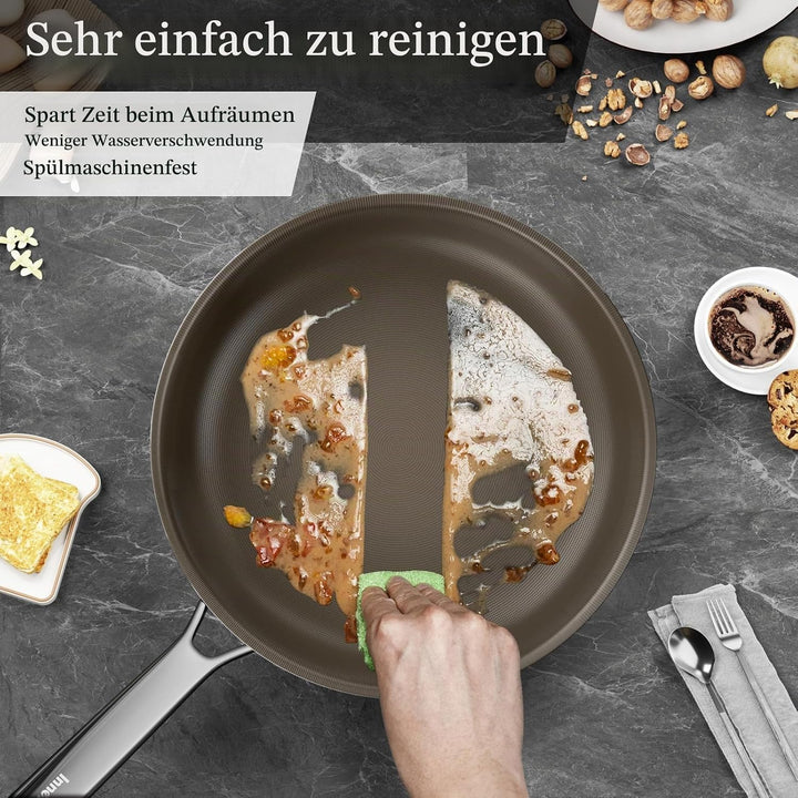 Innerwell Titan Keramik Bratpfanne 24 cm, Induktion Pfanne mit Deckel, Edelstahl Pfanne mit Antihaft