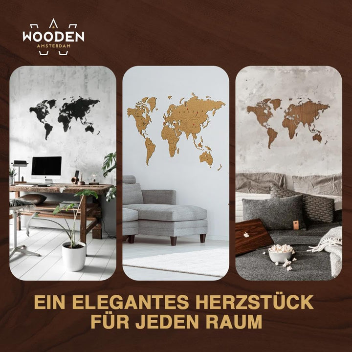 MiMi Innovations Luxuriöse Weltkarte True Puzzle aus Hochwertig Holz - Weltkarte Wand/Wanddekoration