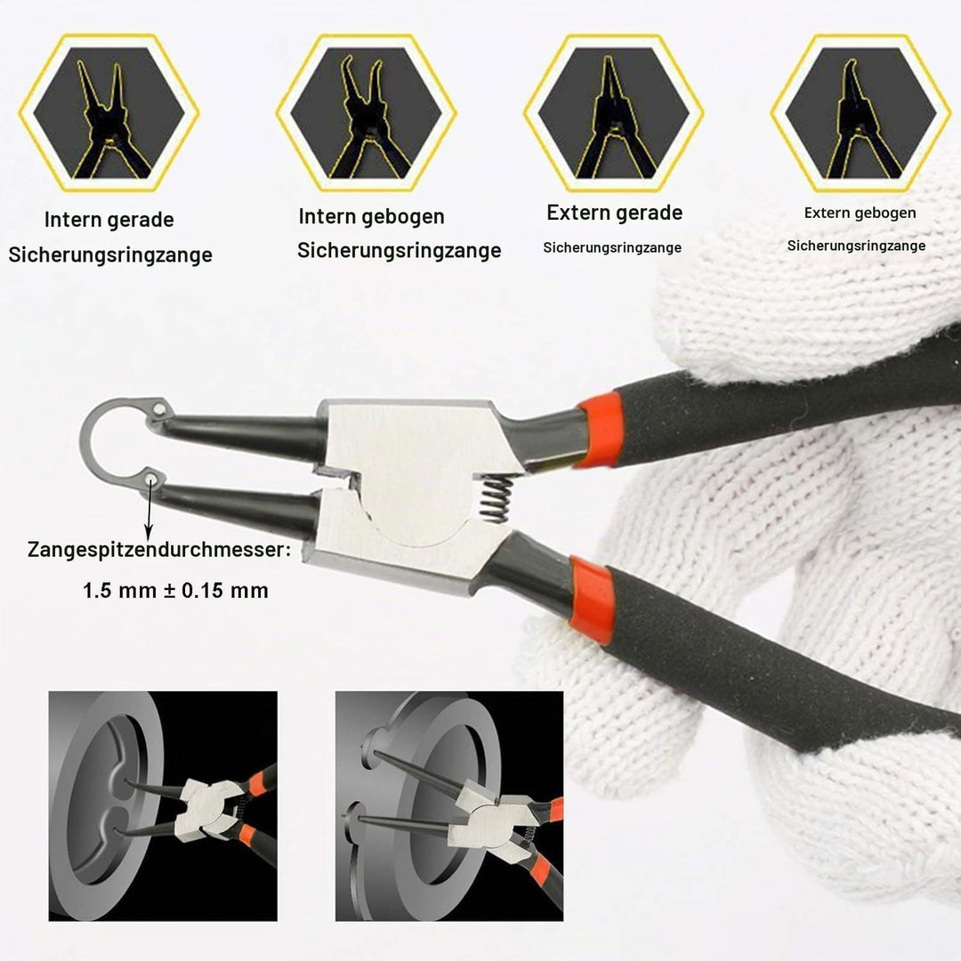 Emsmil 4 Tlg 150mm Sprengringzangen Sicherungsringzangen Set Gebogen Gerade 6 Zoll Seegeringzange fü