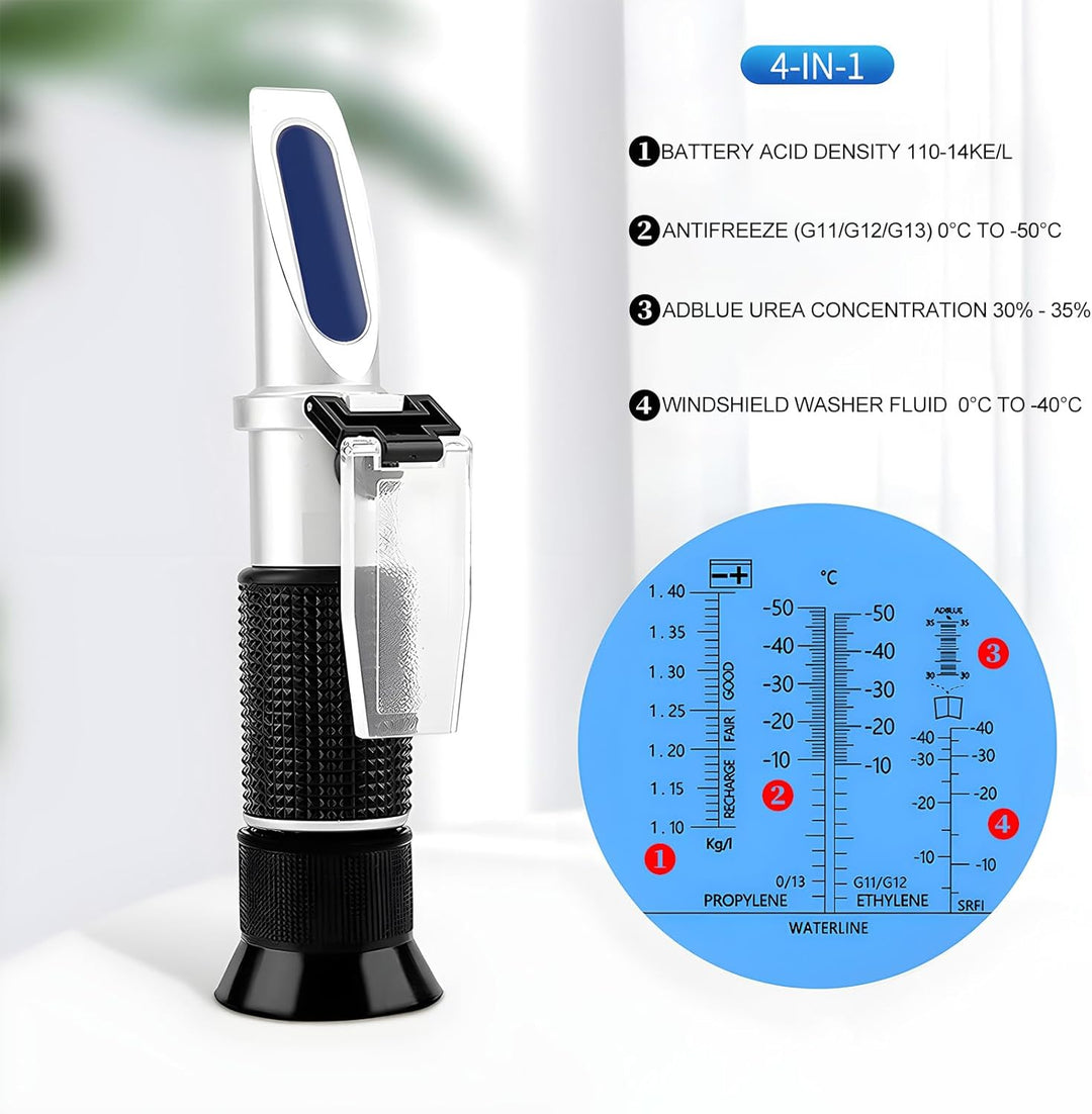 Rierousy 4-In-1 Frostschutz Refraktometer, Kühlwasser Messgerät, Frostschutzprüfer für die Prüfung S