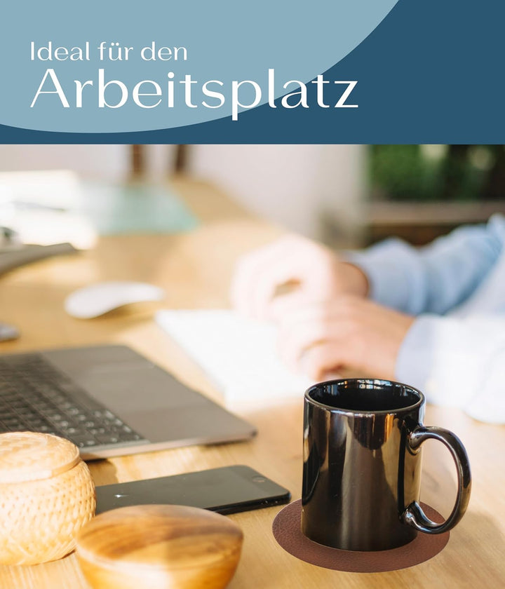 Lederfabrik Garnier® Untersetzer Gläser rund 6er-Set - rutschfest & Abwaschbar - Perfekter Tischschu