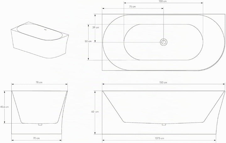 BERNSTEIN Eck-Badewanne aus Sanitäracryl Wanne mit Doppelwandiger Konstruktion 150 x 78 x 60 cm - St
