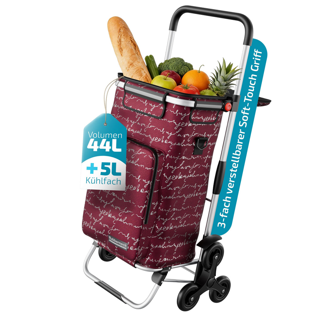 Rubberneck Einkaufstrolley - Klappbarer Einkaufswagen - Kühlfach - Höhenverstellbarer Griff - Rot, R