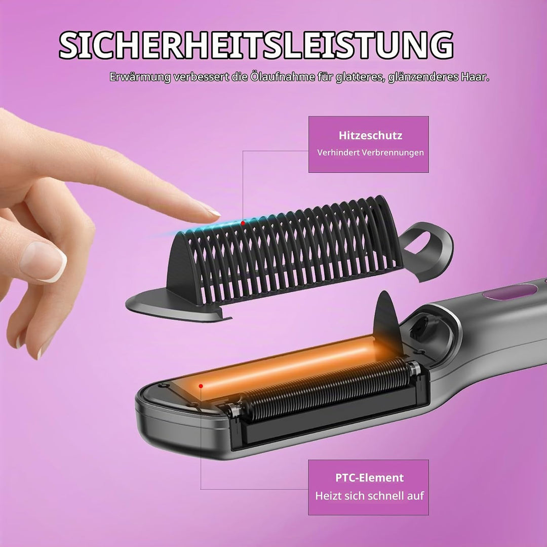 Kaasage 2-in-1 Heisses Öl &amp; Haarglätterbürste, 9 Temperatureinstellungen Ionen Haarglätter Bürste wi