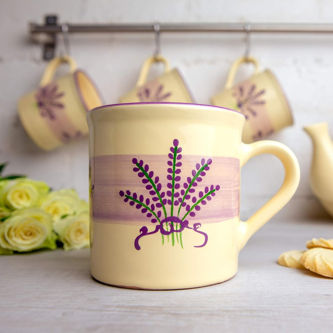City to Cottage® - Keramik XXL Becher 500 ml | Kaffeebecher | Lavendel Motiv | Handgemacht | Keramik