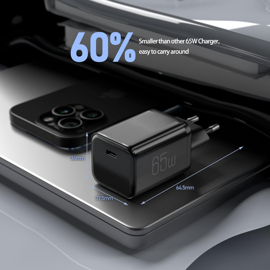 2 Stück 65W USB C Ladegerät Netzteil GaN Fast USB PD Charger Adapter Handy Schnellladenetzteil Steck