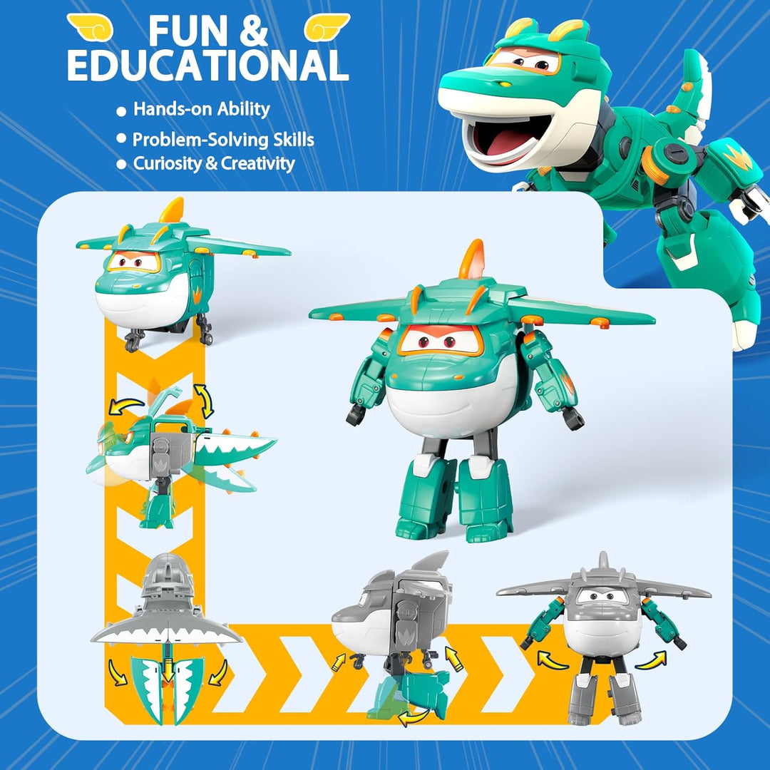 Super Wings EU770447 - Transforming Tino & Pet, ca. 14,5 cm grosse verwandelbare Spiel-Figur mit ca.